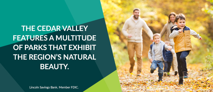 The Cedar Valley features a multitude of parks that exhibit the region's natural beauty.
